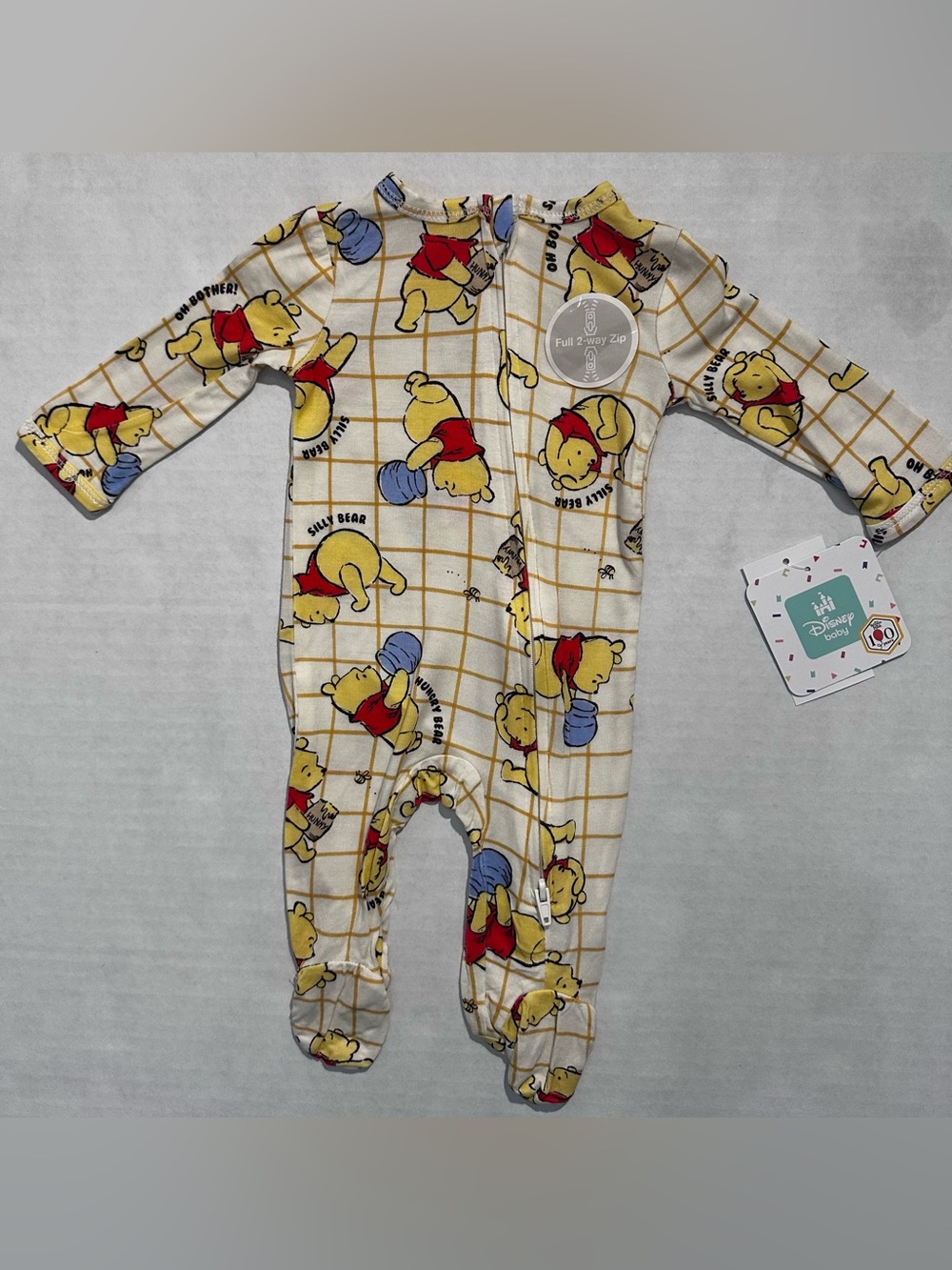 Disney Baby Winnie the Pooh "Silly Bear" Viscose 2-Way Zip Footed Pajamas